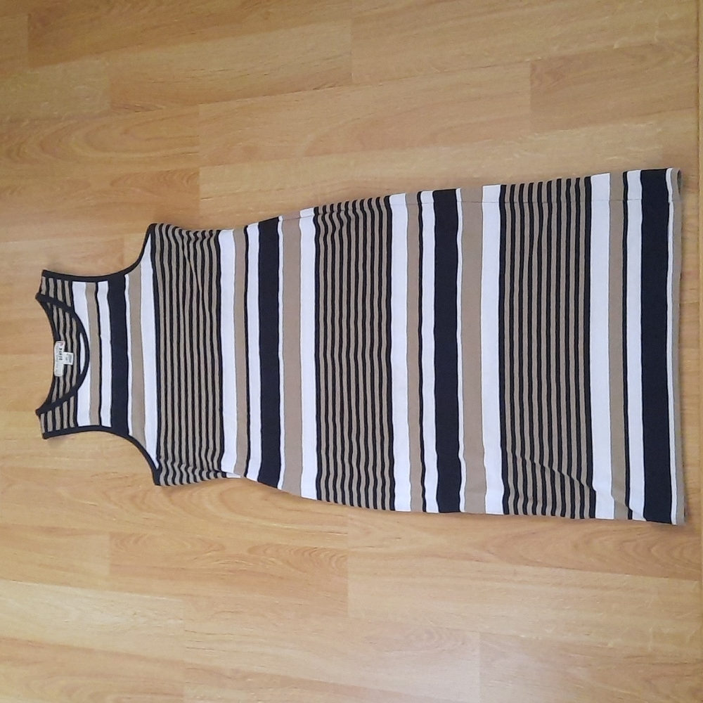 Tan, Black, & White Dress